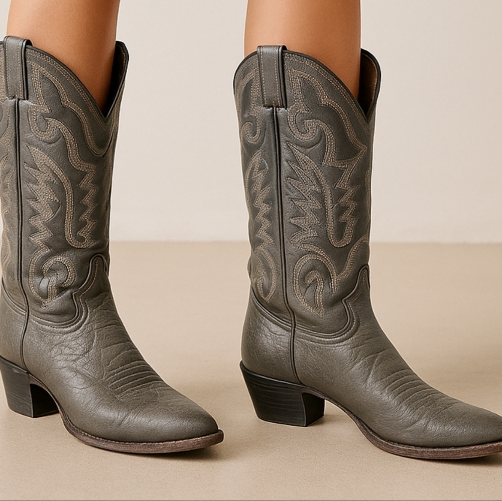 Justin 1440 Vintage Western Cowboy Boots | Distressed Gray Leather | Men’s 8.5D - Picture 10 of 10